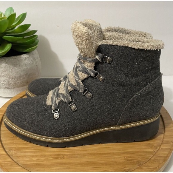 Dr Scholl's So Cozy Sherpa Waterproof Ankle Boot Women's 9M Gray Winter Bootie - Picture 1 of 9